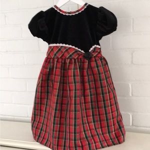 Girls Classic Vintage Christmas Plaid Dress With Short Sleeves Size 5
